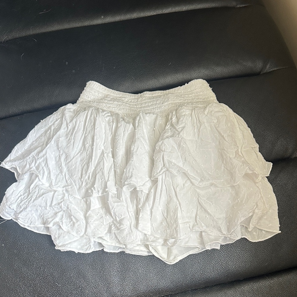 Forever 21 White Tiered Eyelet Mini Skirt